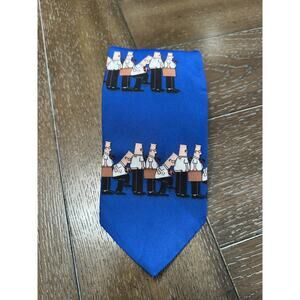EUC Dilbert Office Scene Neck Tie "Going To Work" Blue Black Novelty Made in USA